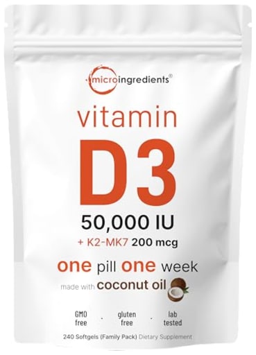 Vitamin D3 50,000 IU + K2 (MK-7) 200 mcg