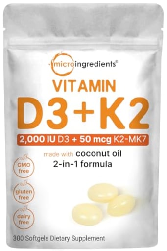 Vitamin D3 2000 IU + K2 with Coconut Oil
