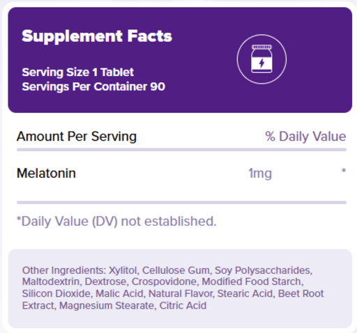 Melatonin 1 mg Fast Dissolve Strawberry Natural Flavor