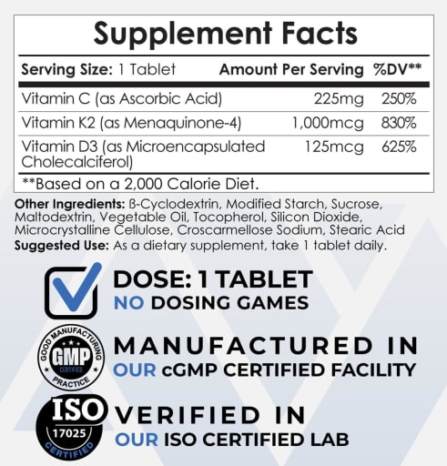 Vitamin D3 + K2 Tablets (MK-4)