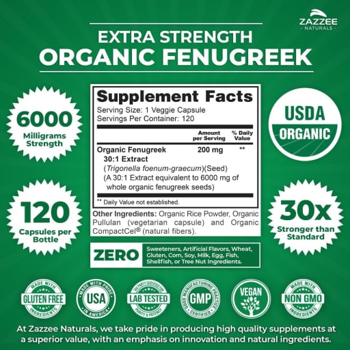 Organic Fenugreek 30:1 Extract 6000 mg