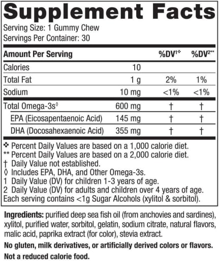 Zero Sugar Children's DHA Gummy Chews Tropical Punch