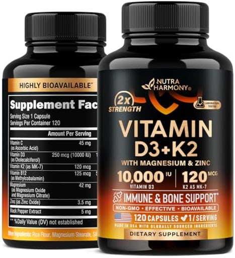 Vitamin D3 + K2 with Magnesium & Zinc