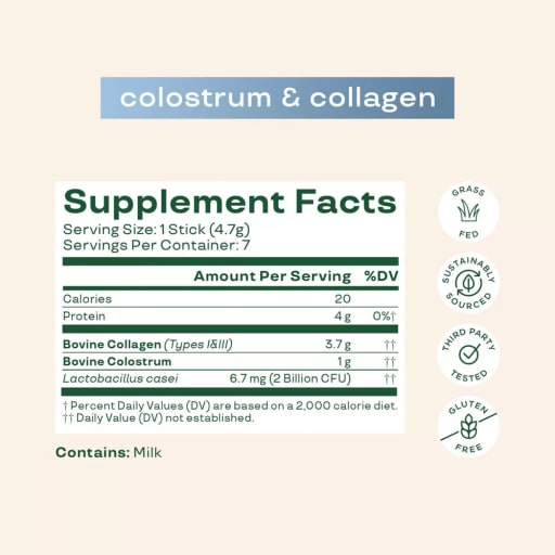 Colostrum & Collagen Peptides Sticks (Unflavored)