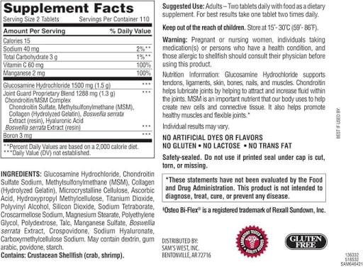 Triple Strength Glucosamine 1500 mg Chondroitin MSM 1288 mg