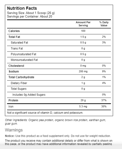 Plant-Based Protein Powder (Unflavored)