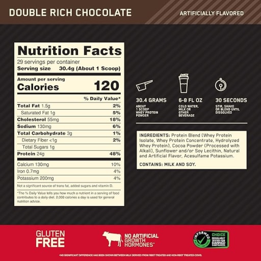 Gold Standard 100% Whey Protein Powder (Double Rich Chocolate)