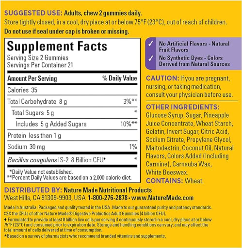 Probiotics Extra Strength Gummies 8 Billion CFU