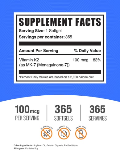 Vitamin K2 MK7 Softgels 100 mcg