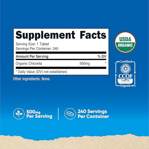 Organic Chlorella 500 mg