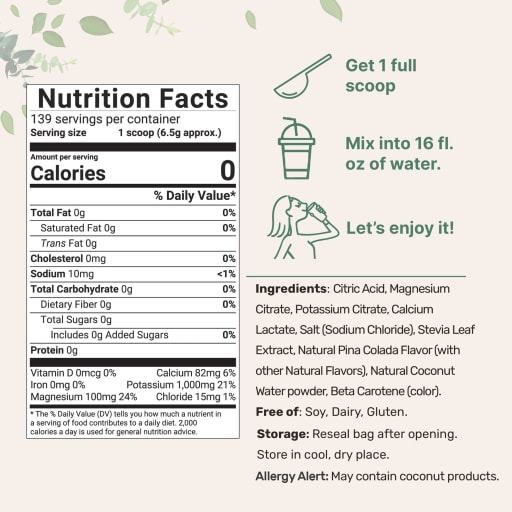 Electrolyte Hydration Drink Mix Powder (Pina Colada)
