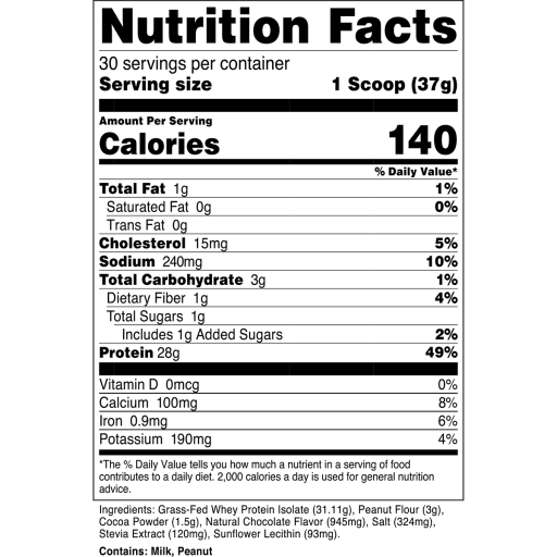 100% Grass-Fed Whey Protein Isolate (Chocolate Peanut Butter)