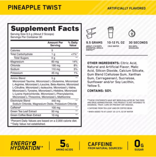 Essential AMIN.O. ENERGY + Electrolytes (Pineapple Twist)