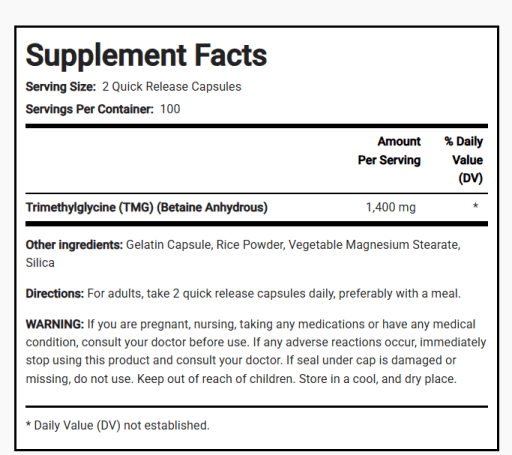 TMG Trimethylglycine 1400 mg