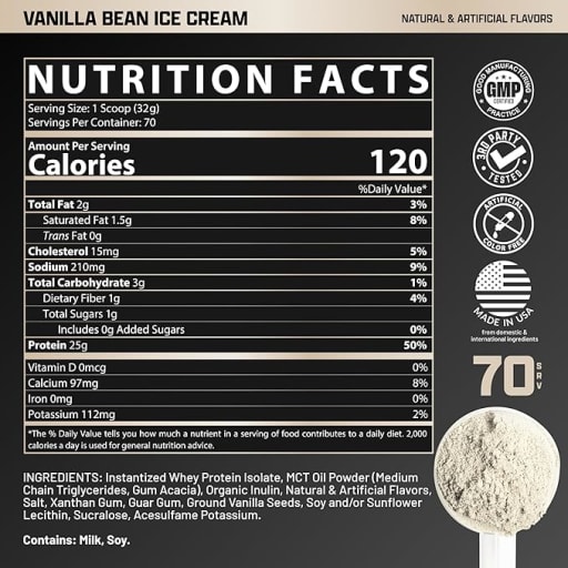 IsoFit Whey Protein Powder (Vanilla Bean Ice Cream)