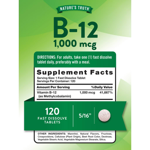 Fast Dissolve B-12 1000 mg (Natural Berry)