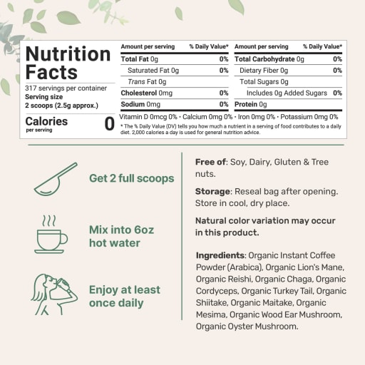 Organic Instant 10 in 1 Mushroom Coffee Powder