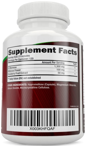 D-Mannose 1300 mg with Cranberry & Hibiscus