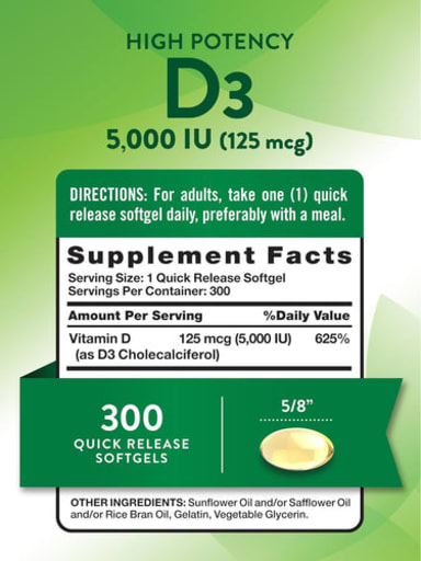 High Potency D3 125 mcg (5000 IU)