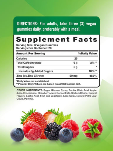 Extra Strength Zinc 50 mg Gummies (Mixed Berry)