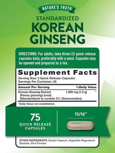 Standardized Korean Ginseng 1500 mg