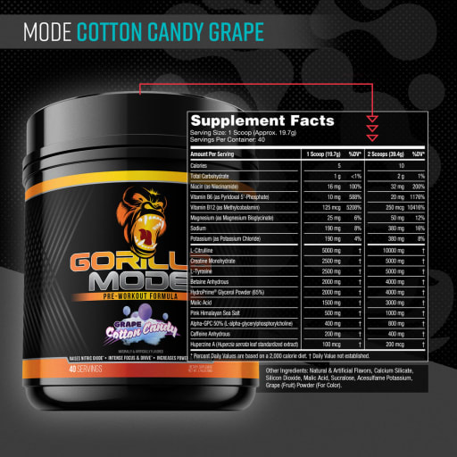 Gorilla Mode Pre-Workout (Cotton Candy Grape)