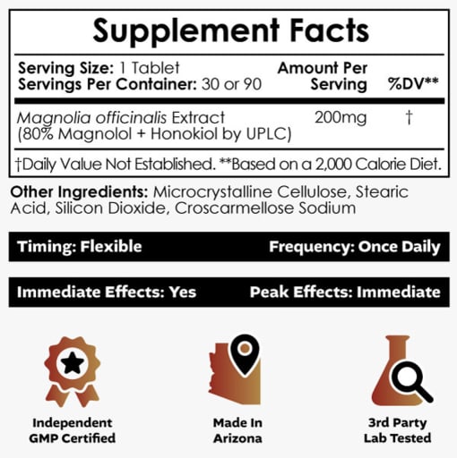 Magnolia Bark Extract Tablets 200 mg