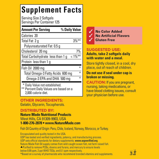Fish Oil Supplements 1000 mg Softgels
