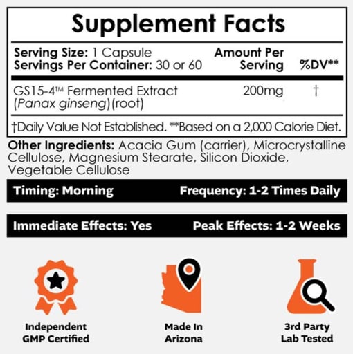 GS15-4 Panax Ginseng Capsules 200 mg