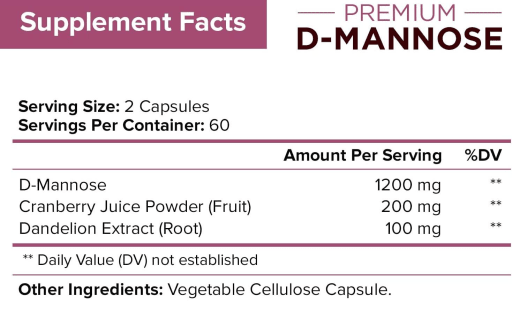 D-Mannose + Cranberry & Dandelion Extract 1500 mg