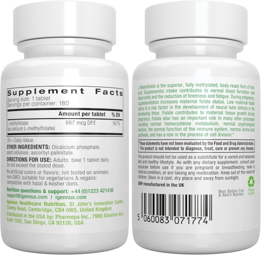 Pure L-Methylfolate 667 mcg DFE