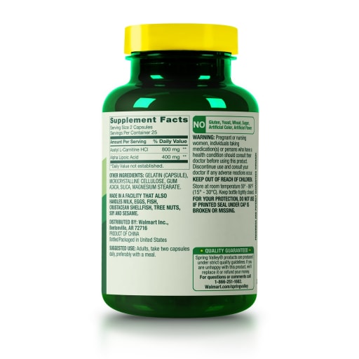 Acetyl L-Carnitine 400 mg Plus Alpha Lipoic Acid 200 mg