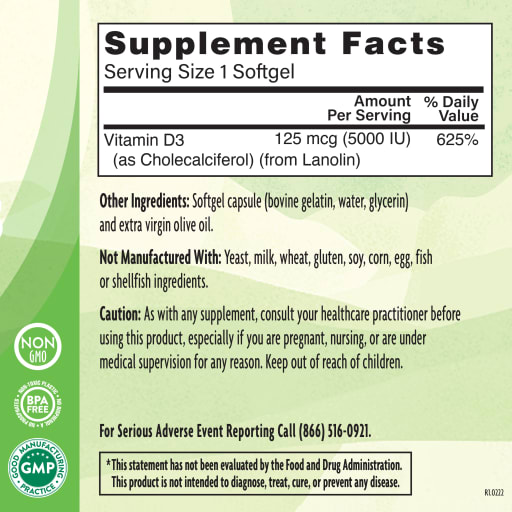 High Potency Vitamin D3 5000 IU