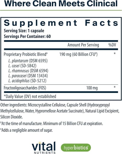 Hyperbiotics Prebiotic + Probiotic 60 Billion CFU