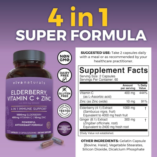 Elderberry, Vitamin C + Zinc