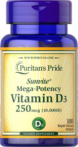 Sunvite Mega-Potency Vitamin D3 250 mcg (10,000 IU)