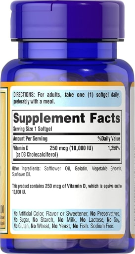 Sunvite Mega-Potency Vitamin D3 250 mcg (10,000 IU)