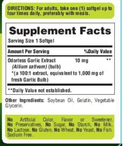 Odorless Garlic Extract 1000 mg