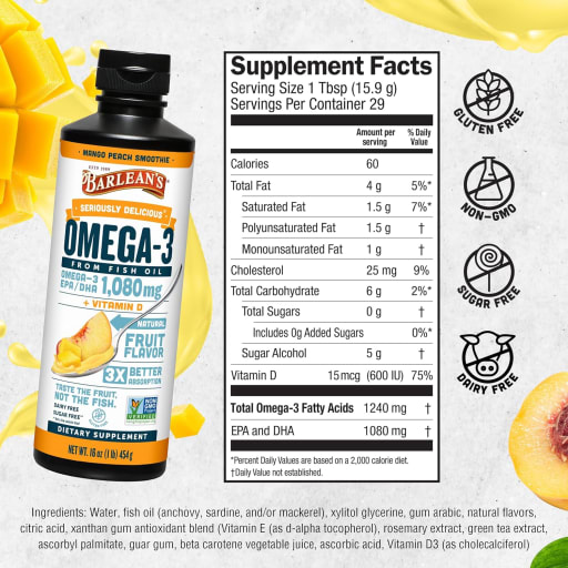 Seriously Delicious Omega-3 1080 mg (Mango Peach Smoothie)