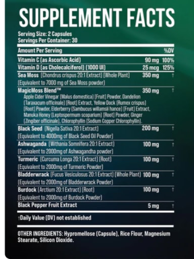Sea Moss Black Seed Oil Ashwagandha Ginger