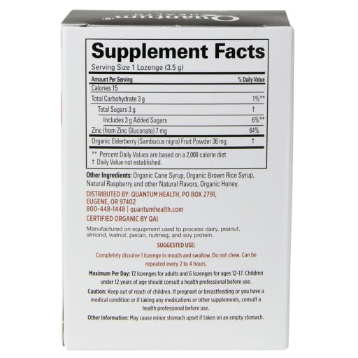TheraZinc USDA Elderberry Lozenges (Raspberry)