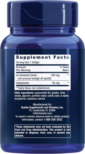 Super-Absorbable Co-Q10 (Ubiquinone) 50 mg with d-Limonene