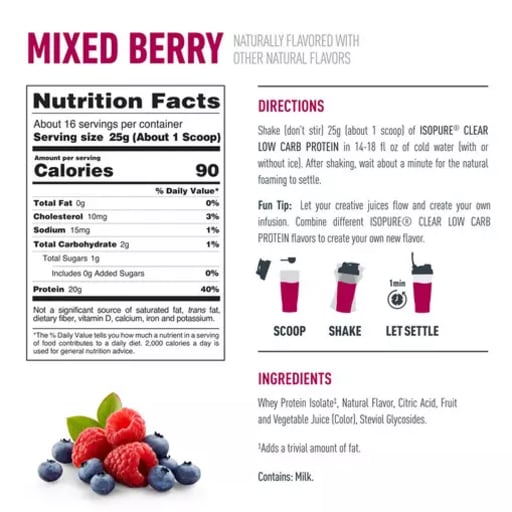 Clear Low Carb Protein Powder (Mixed Berry)