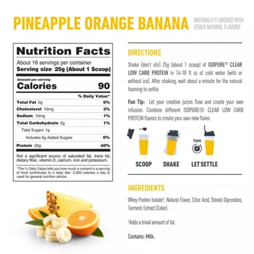 Clear Low Carb Protein Powder (Pineapple Orange Banana)
