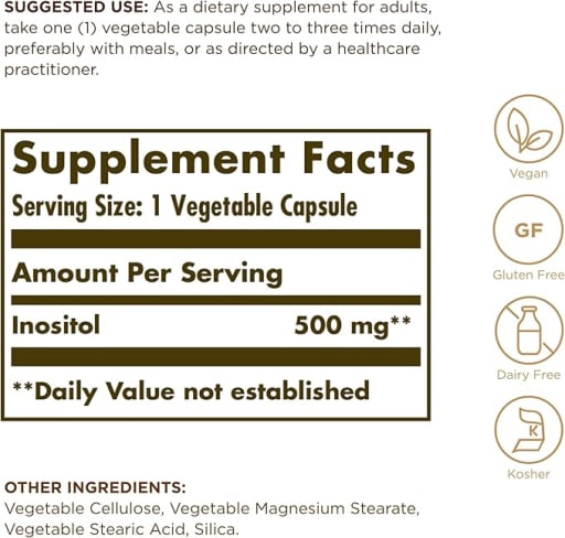 Inositol 500 mg Vegetable Capsules