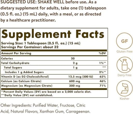Liquid Calcium Magnesium Citrate with Vitamin D3 (Natural Blueberry)