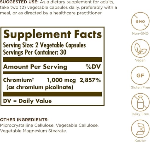 Chromium Picolinate 500 mcg Vegetable Capsules