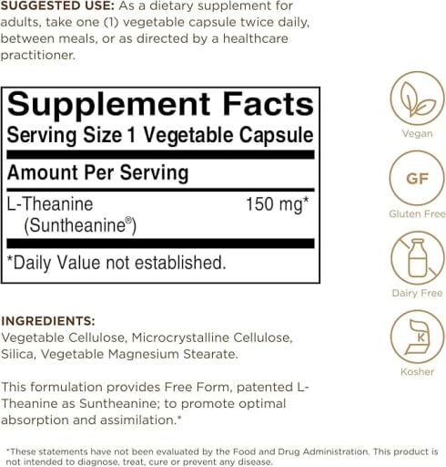 L-Theanine 150 mg Vegetable Capsules