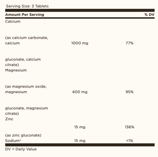 Calcium Magnesium Plus Zinc Tablets