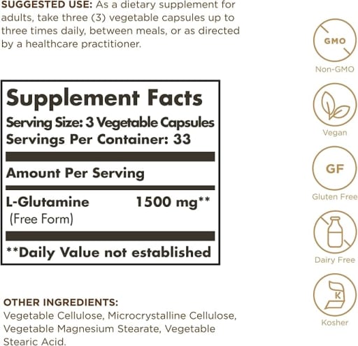 L-Glutamine 500 mg Vegetable Capsules